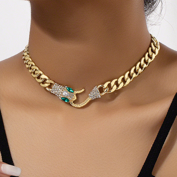 Metal Pearl-Look Chain Necklace