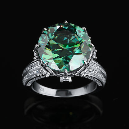 Emerald Green Statement Moissanite Ring