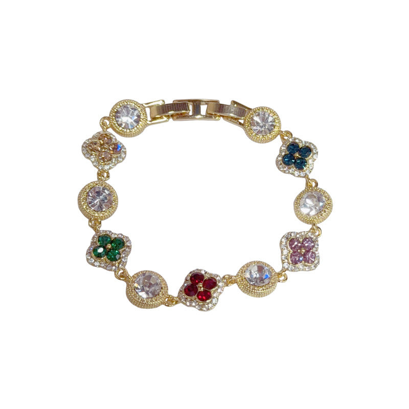 Colorful Zircon Clover Bracelet