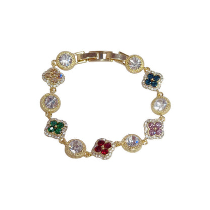 Colorful Zircon Clover Bracelet