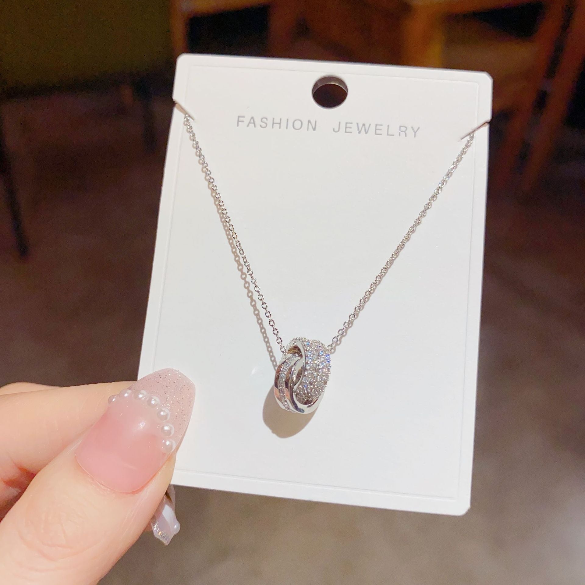 Luxury Zircon Interlocking Circle Necklace