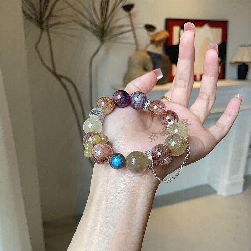 Mixed Crystal Silver Chain Bracelet
