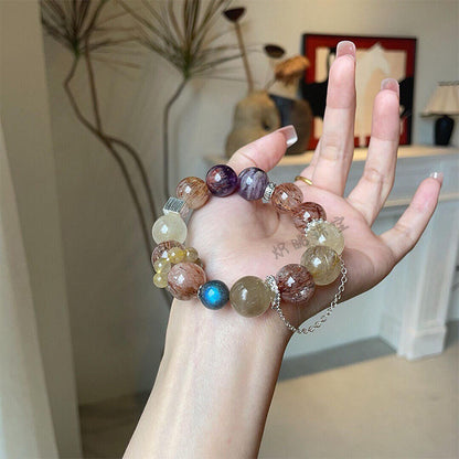 Mixed Crystal Silver Chain Bracelet