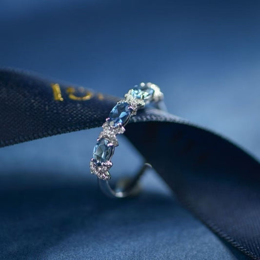 Aquamarine Blue Crystal Ring