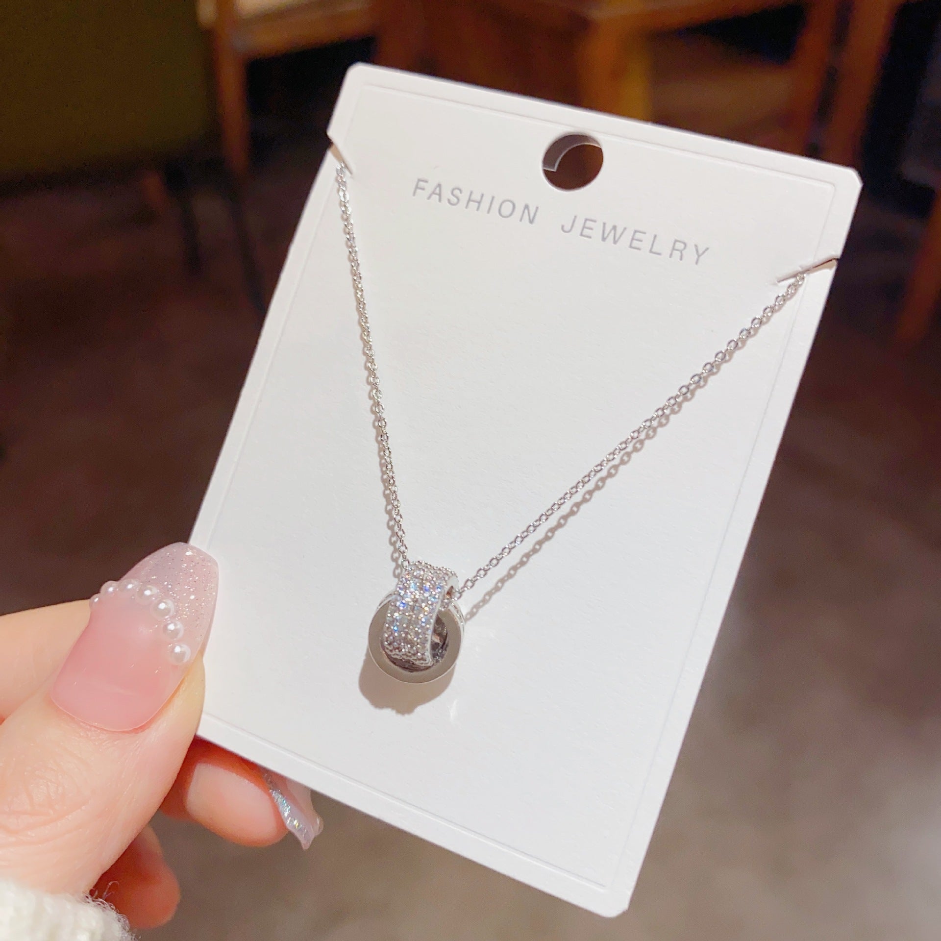 Luxury Zircon Interlocking Circle Necklace