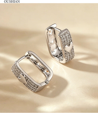 Geometric Zircon Hoop Earrings