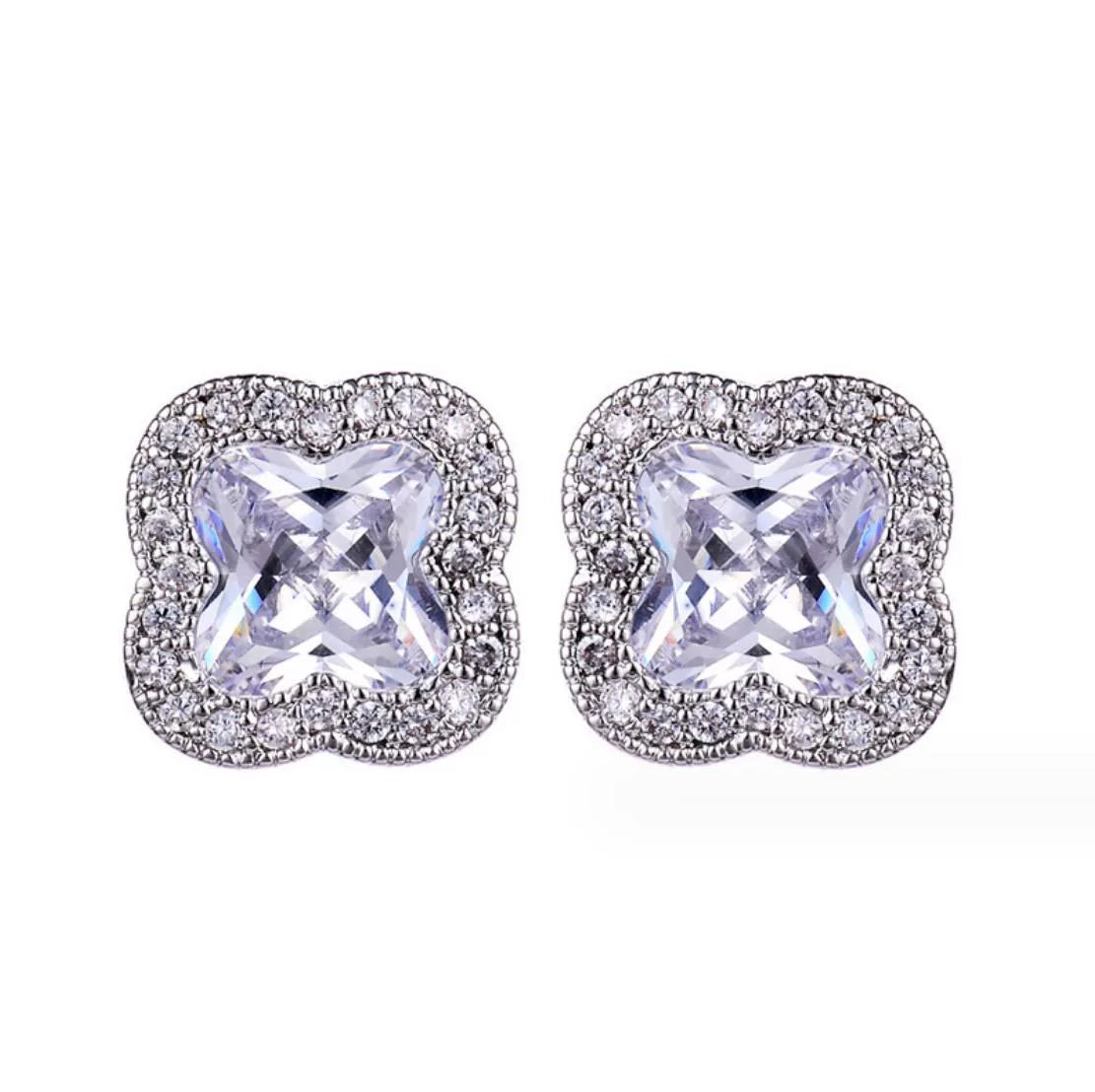 Zircon Clover Necklace and Earrings Set
