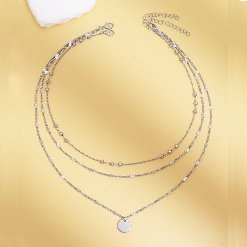 Three Layer Disc Pendant Necklace