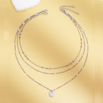 Three Layer Disc Pendant Necklace