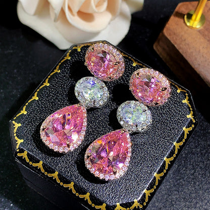 Colorful Zircon Tassel Earrings