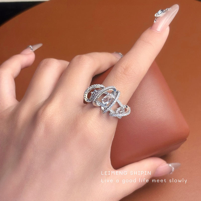 Zircon Wrap Cross Ring