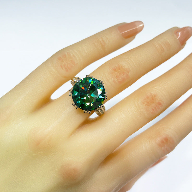 Emerald Green Statement Moissanite Ring