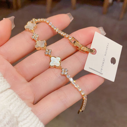 Shell Clover Zircon Bracelet