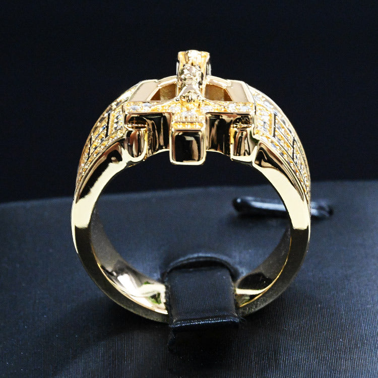 S925 Silver Gold-Plated Men’s Statement Ring
