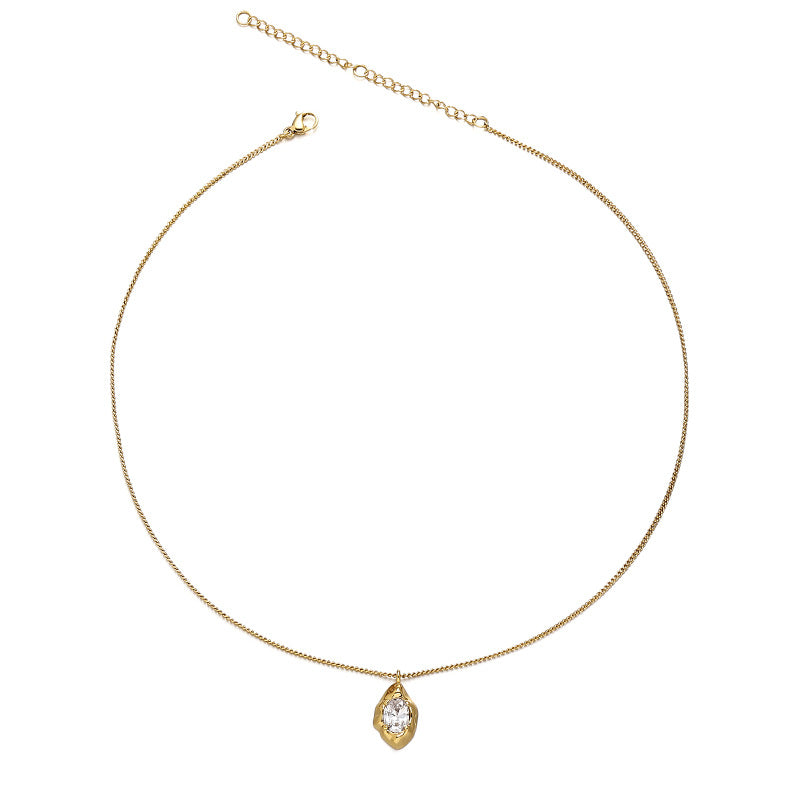 18K Gold Zircon Pendant Necklace