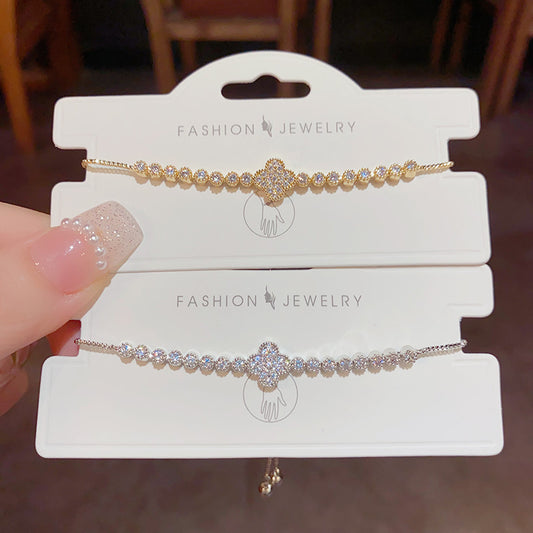 Zircon Clover Chain Bracelet