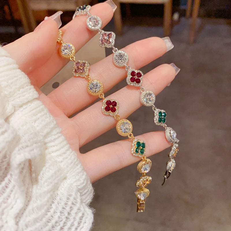 Colorful Zircon Clover Bracelet