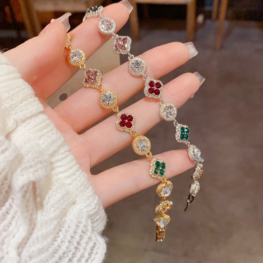 Colorful Zircon Clover Bracelet