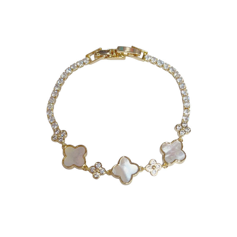 Shell Clover Zircon Bracelet