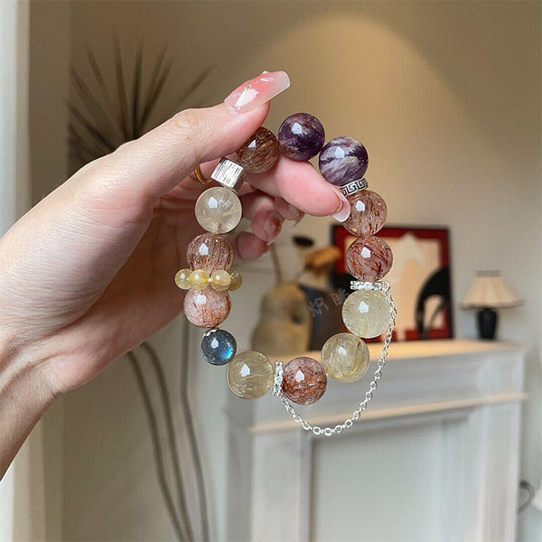 Mixed Crystal Silver Chain Bracelet
