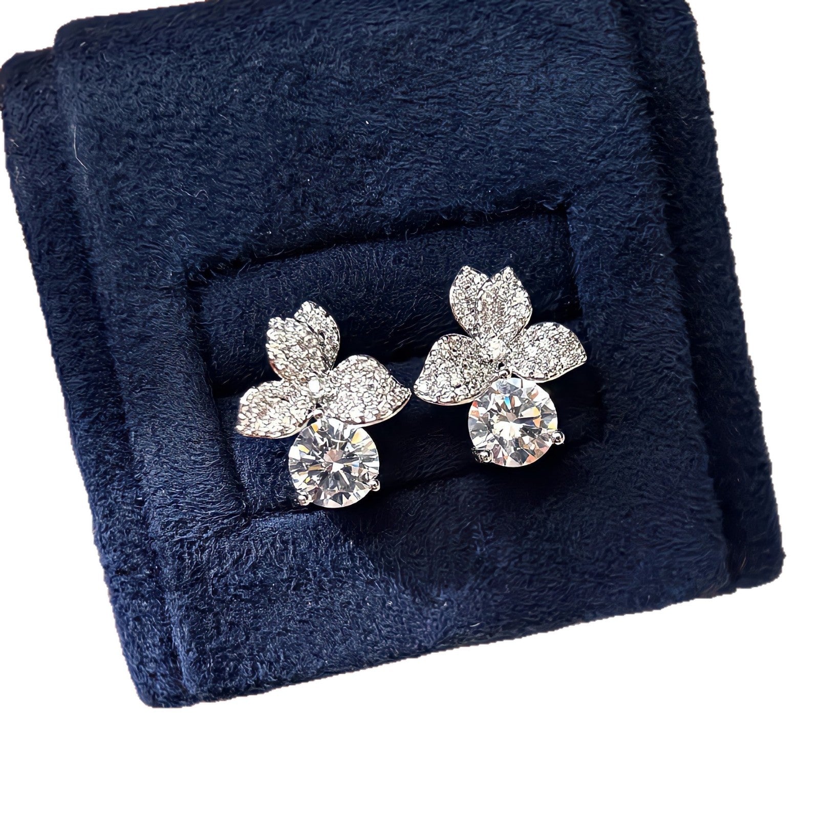 Sparkling Zircon Clover Stud Earrings