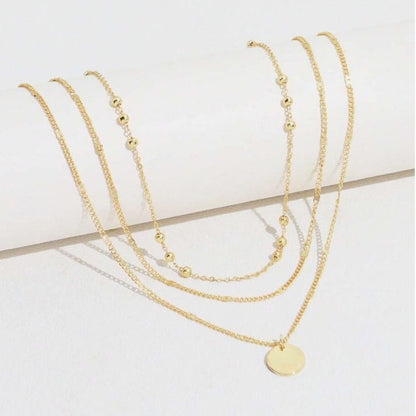 Three Layer Disc Pendant Necklace
