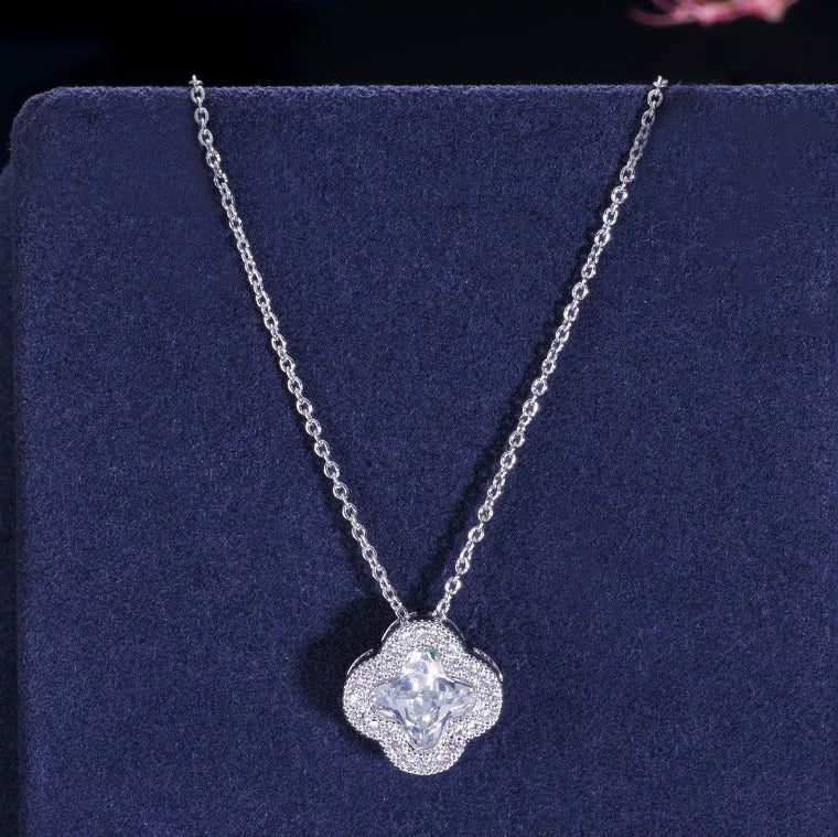 Zircon Clover Necklace and Earrings Set