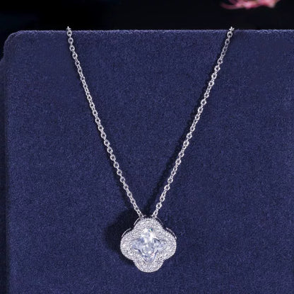 Zircon Clover Necklace and Earrings Set
