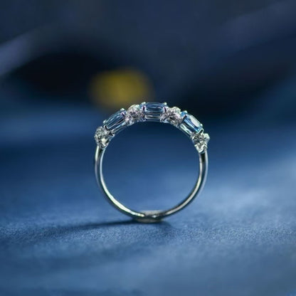 Aquamarine Blue Crystal Ring