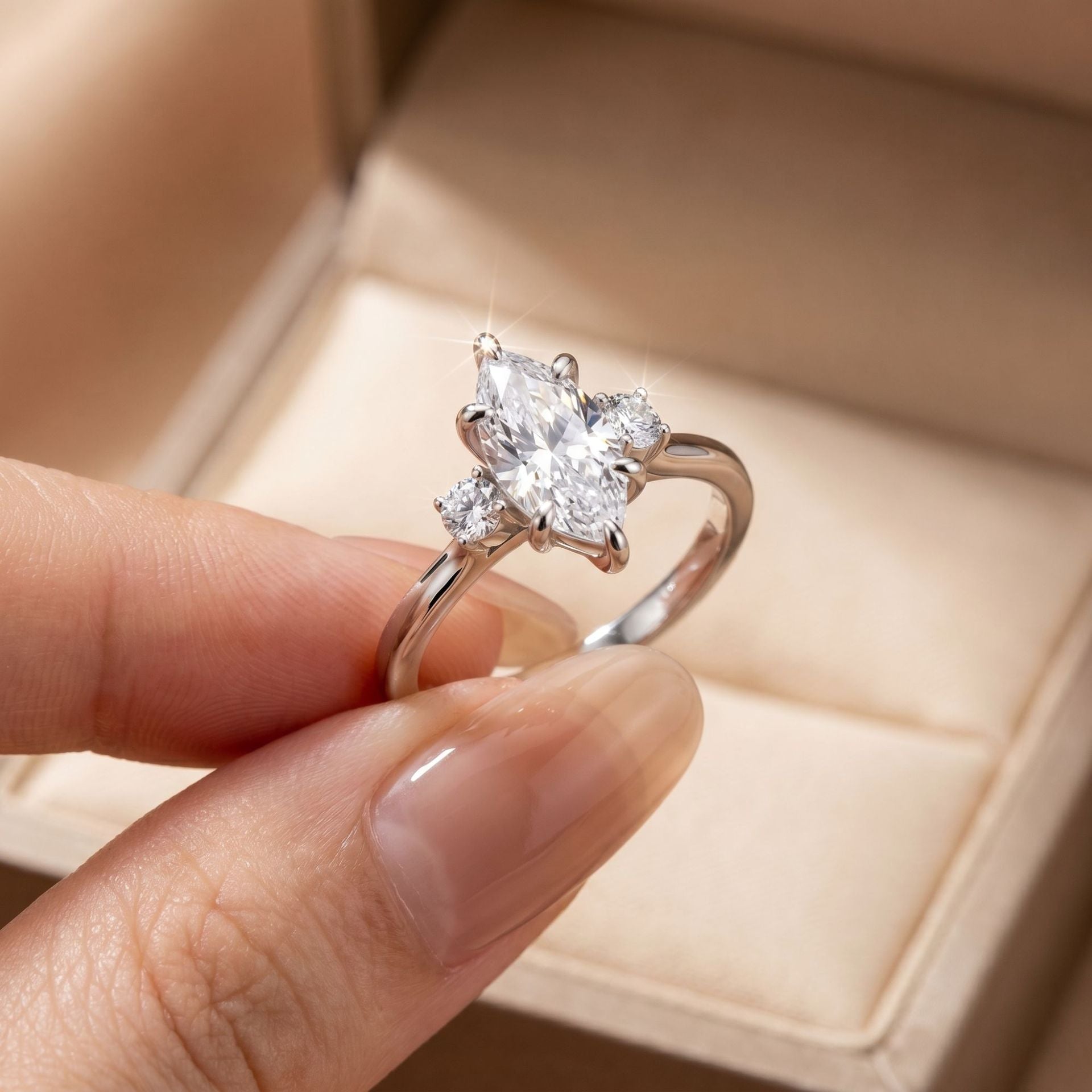 S925 Silver Marquise Moissanite Ring