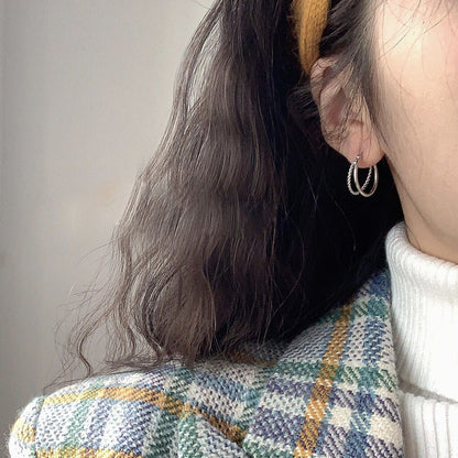 S925 Silver Double Hoop Earrings