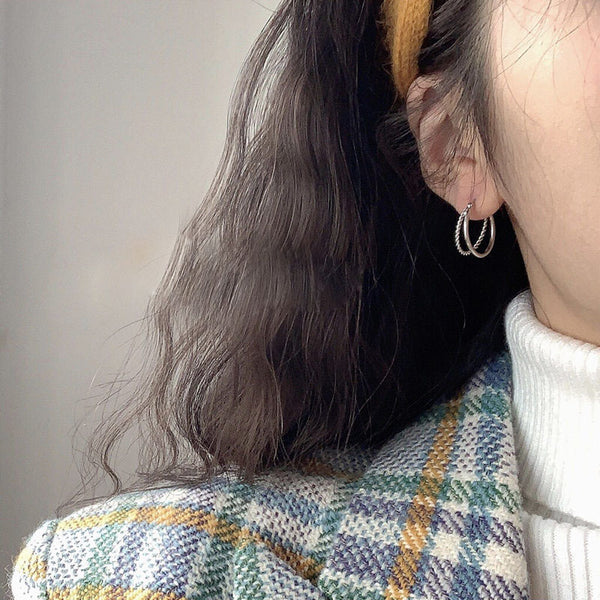 S925 Silver Double Hoop Earrings