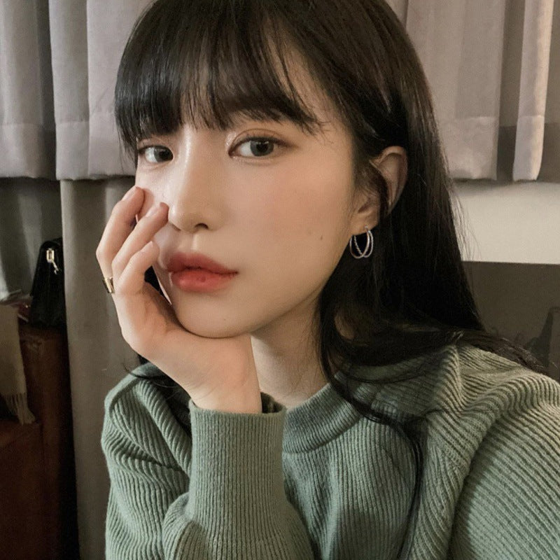 S925 Silver Double Hoop Earrings