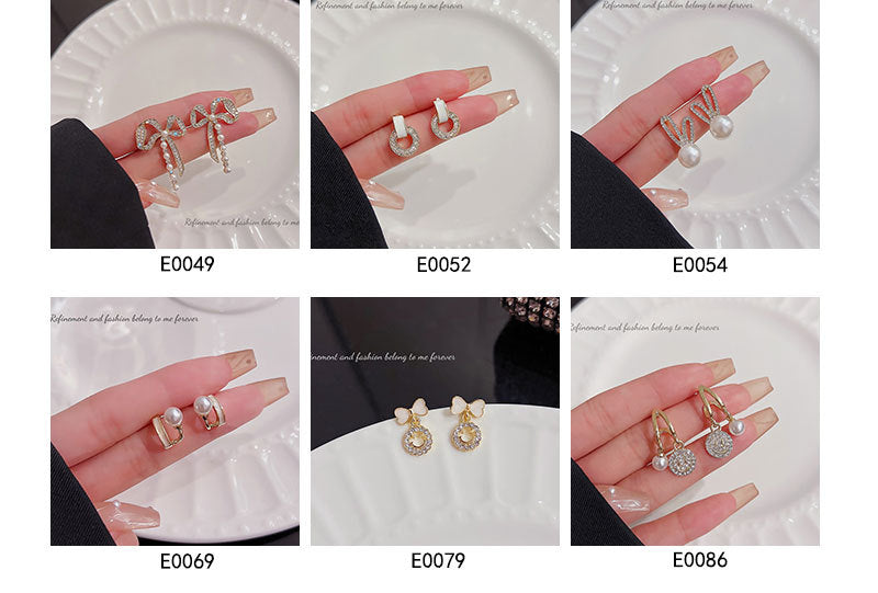 925 Silver Needle Pearl Bow Stud Earrings