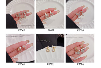 925 Silver Needle Pearl Bow Stud Earrings