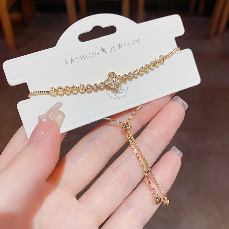 Zircon Clover Chain Bracelet