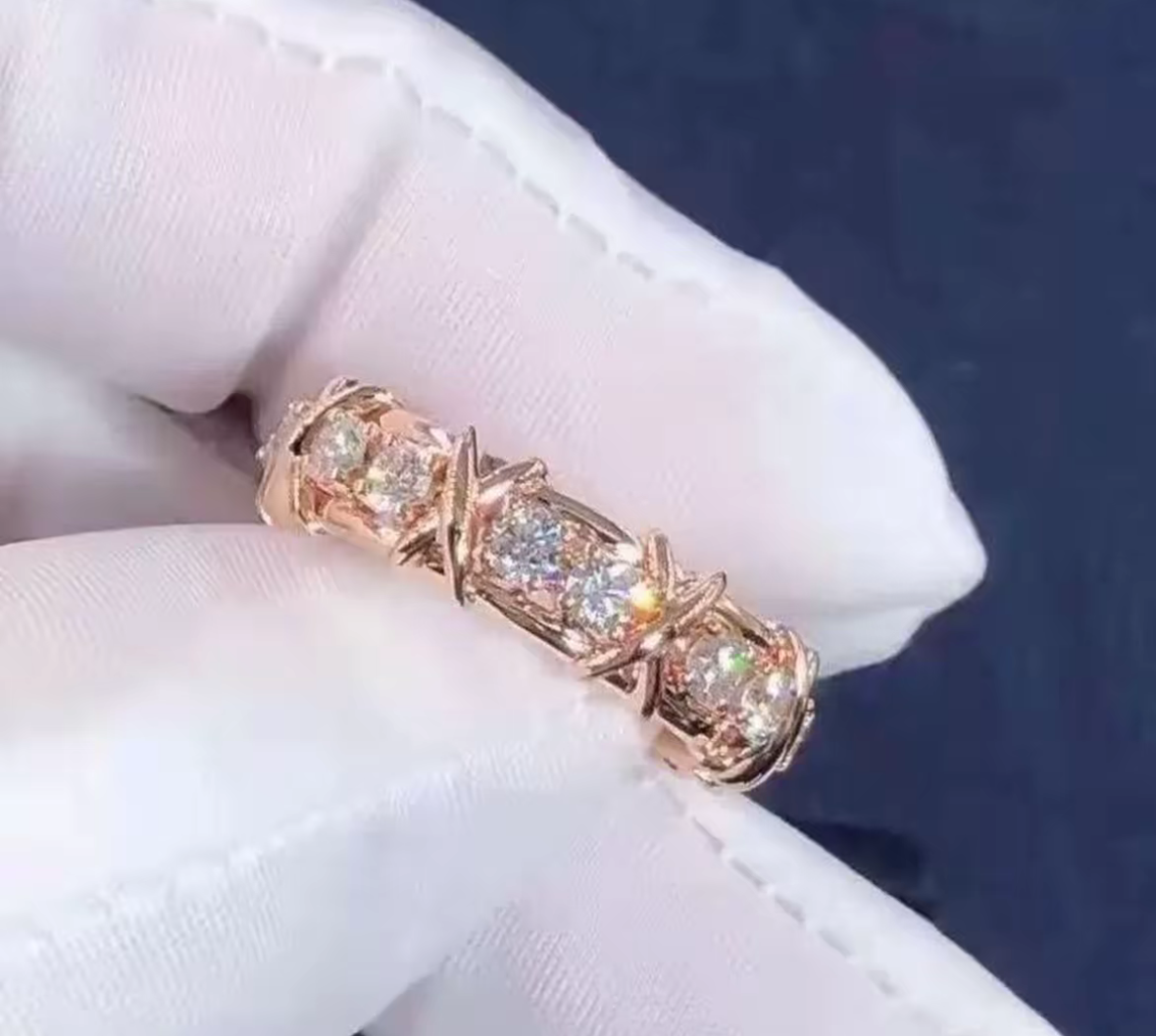 S925 XO Silver Geometric Pavé Band Ring