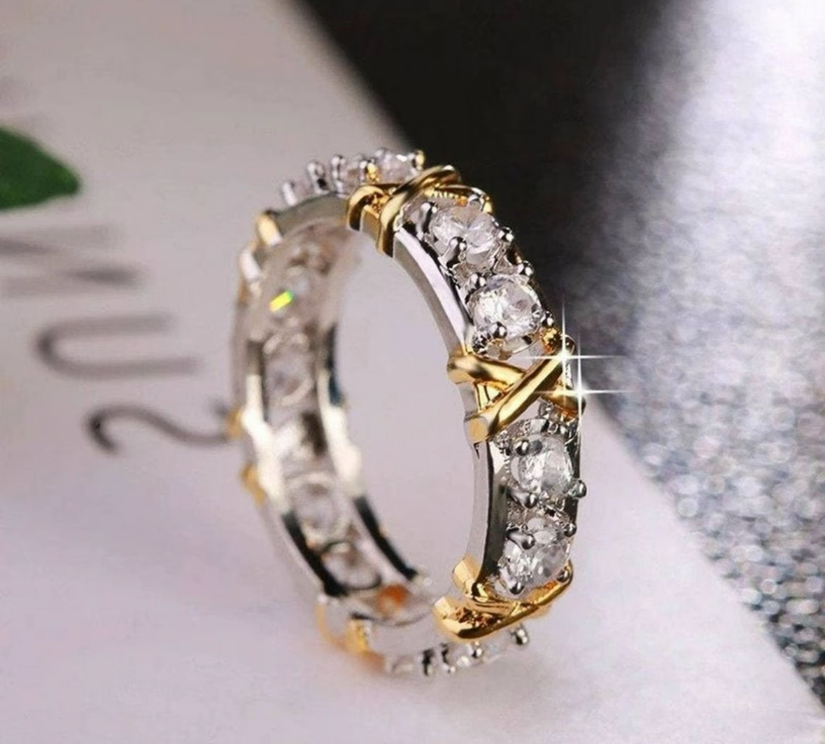 S925 XO Silver Geometric Pavé Band Ring