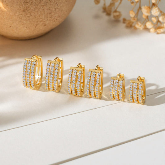 Zircon Row Hoop Earrings